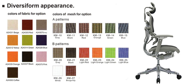 ergohuman chair mesh colour swatches