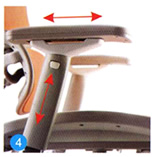 Arm pad forward or backward & armrest height adjustment