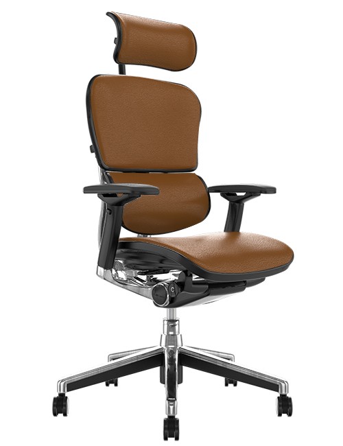 Ergohuman Elite Latte Leather Office Chair with Head Rest