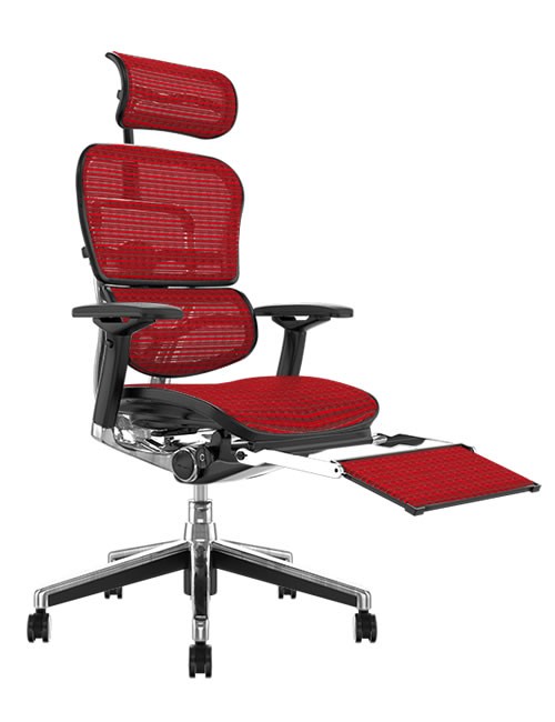 Ergohuman Elite Red Mesh Office Chair with Head Rest
