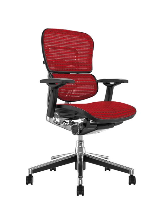 Ergohuman Mesh Office Chair - Red Mesh no Head Rest