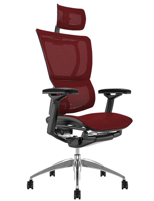 Mirus Burgundy Mesh Office Chair with Head Rest and Black Frame