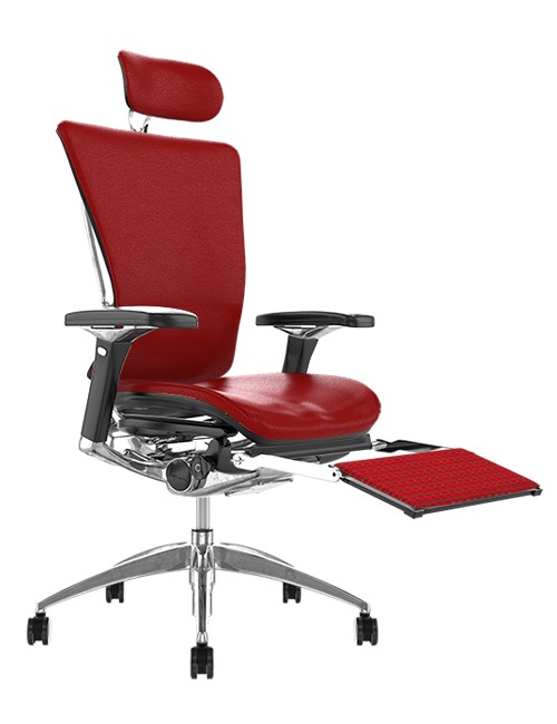 Nefil Red Leather Office Chair with Head Rest and Leg Rest